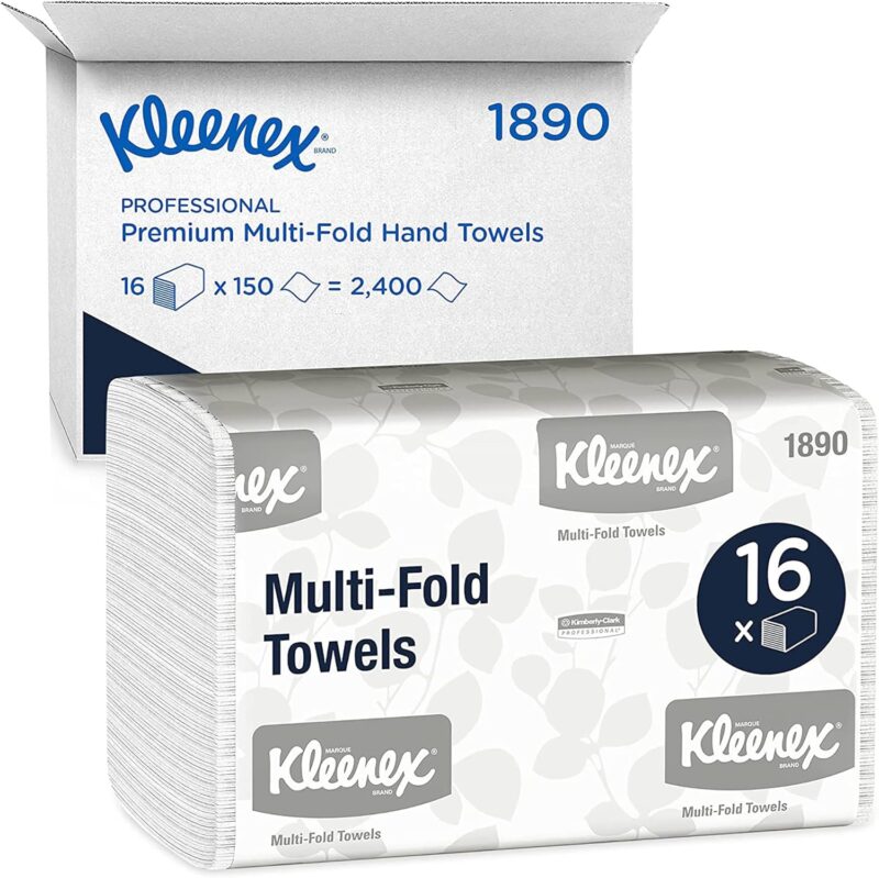 Kleenex Multi-Fold 1-Ply Hand Towels, 9-3/16" x 9-3/8", 150 Towels Per Sleeve, Case Of 16 Sleeves